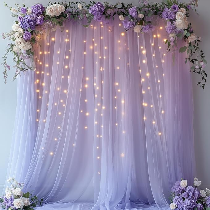 Lavender Tulle Backdrop Curtain by Unknown