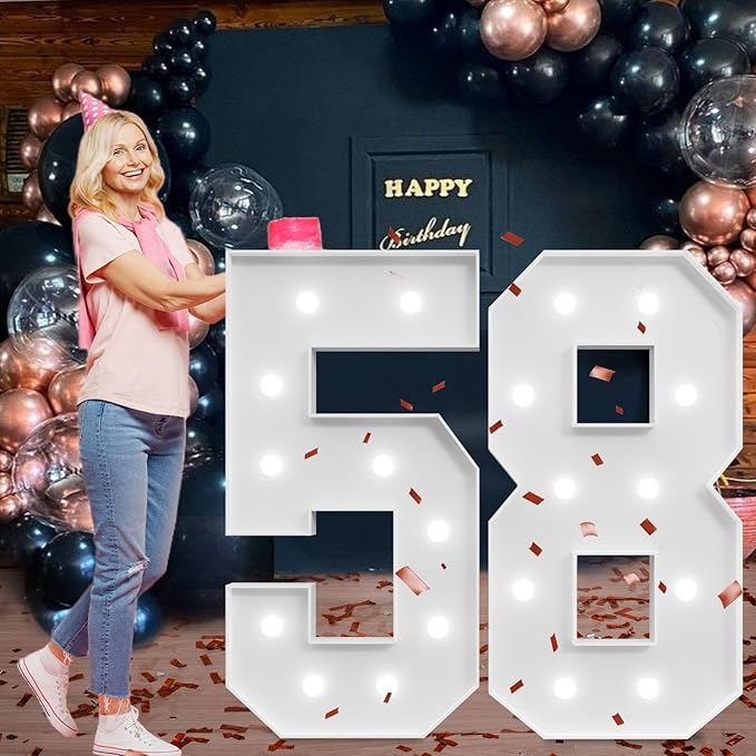 Marquee Numbers Large 58th-Birthday Decorations: 4ft Light Up Number Party - Image 7