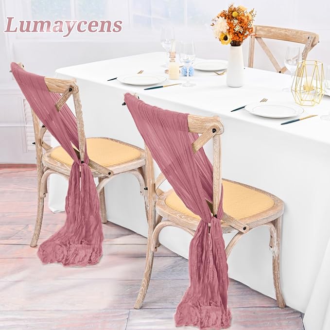 50 PCS Cheesecloth Chair Sashes Bows Wedding Aisle Decorations Chair Ribbon - Image 4