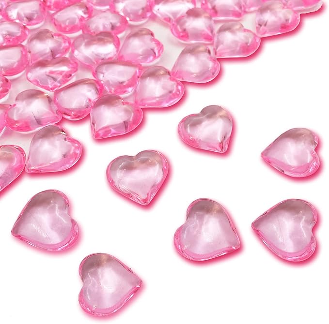 200pcs Pink Hearts Vase Filler Valentines Day Decorations, Acrylic Hearts - Image 2