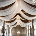 DUOBAO White Wedding Chiffon Ceiling 5x20FT Long Sheer Draping Fabric by DUOBAO