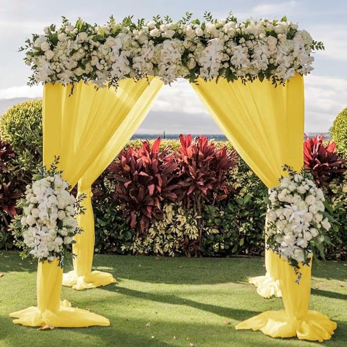 Wedding Arch Draping Fabric 1 Panel 30'' x 18FT Yellow Sheer Chiffon Arch - Image 5