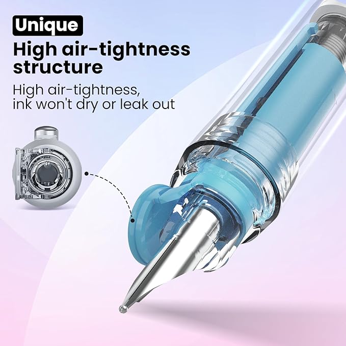 WRITECH Fountain Pen Fine Nib: Black Ink Retractable Pen Set Includes 5 Ink - Image 4