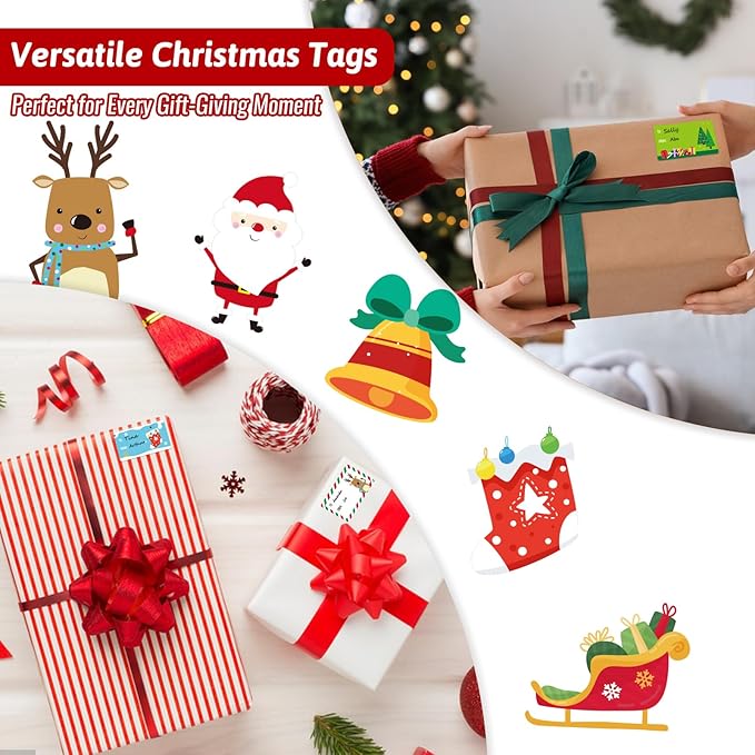 500 PCS Tags - Santa Claus Stickers, Self-Adhesive Cartoon Christmas Tags - Image 7
