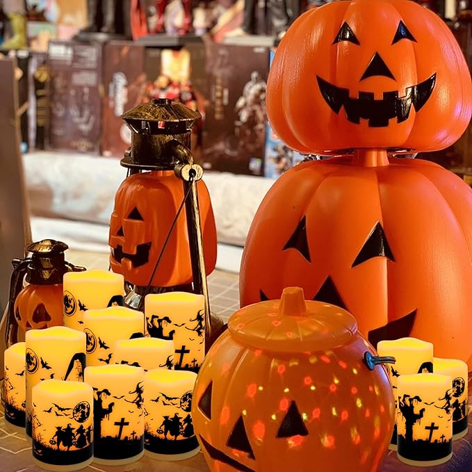 12-Pack Halloween-Flameless Led Pillar Candles，Remote Control and Timer - Image 7