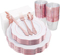 NOCCUR 175PCS Rose Gold Plastic Plates by NOCCUR
