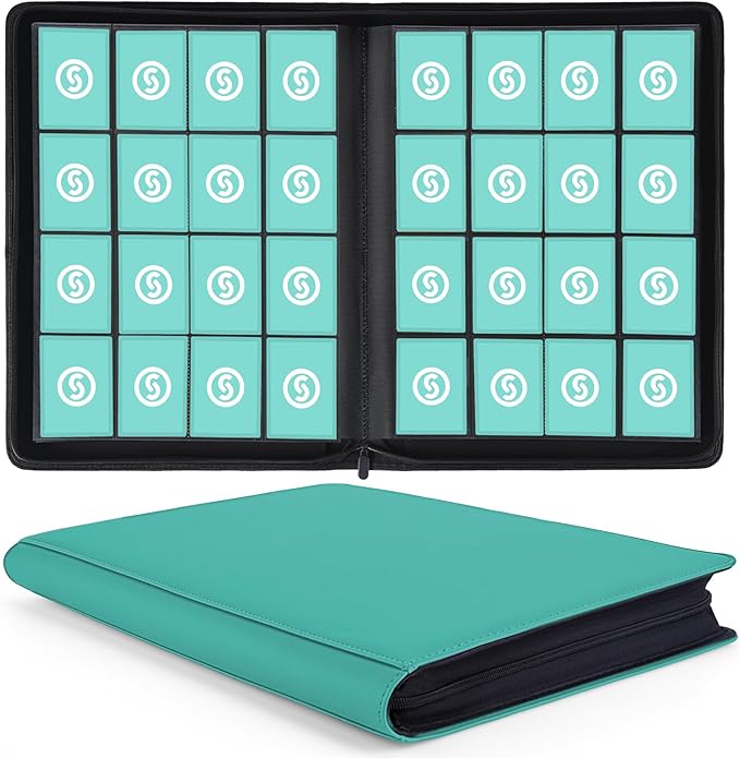1000+ Pockets Trading Card Binder, Premium 16 Pocket Card Binder, Ringless Side by SMYV