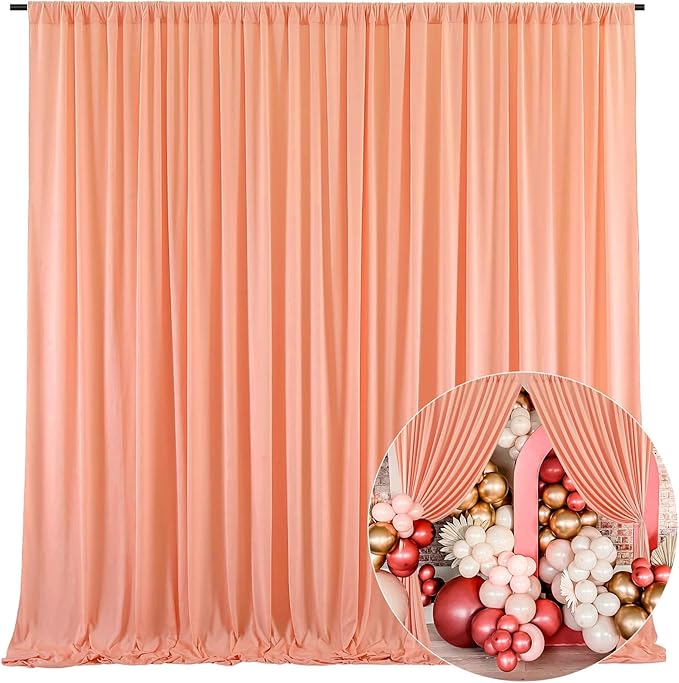 10 x 7 Feet Rose Gold Backdrop Curtain by ZEBMOON