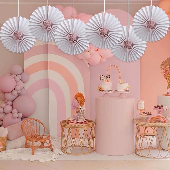 Pink Birthday Decorations, DIY Pink Paper Fans Hanging Decoration, Party - Image 4