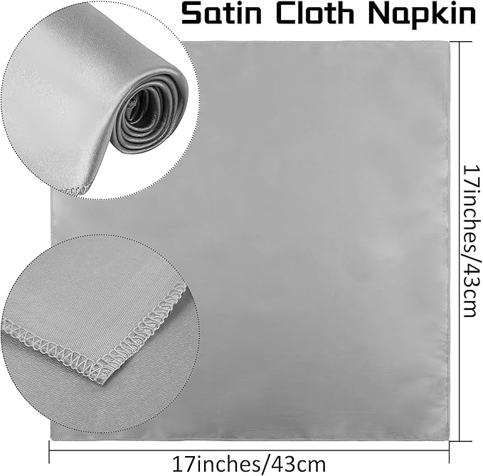 ANECO 12 Pieces Satin Napkins Soft Dinner Napkins Square Table Napkins 17 x 17 - Image 2