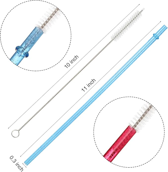 48 Pcs Plastic Straws with Team Bride Flags Reusable Glitter Drinking Straw - Image 3