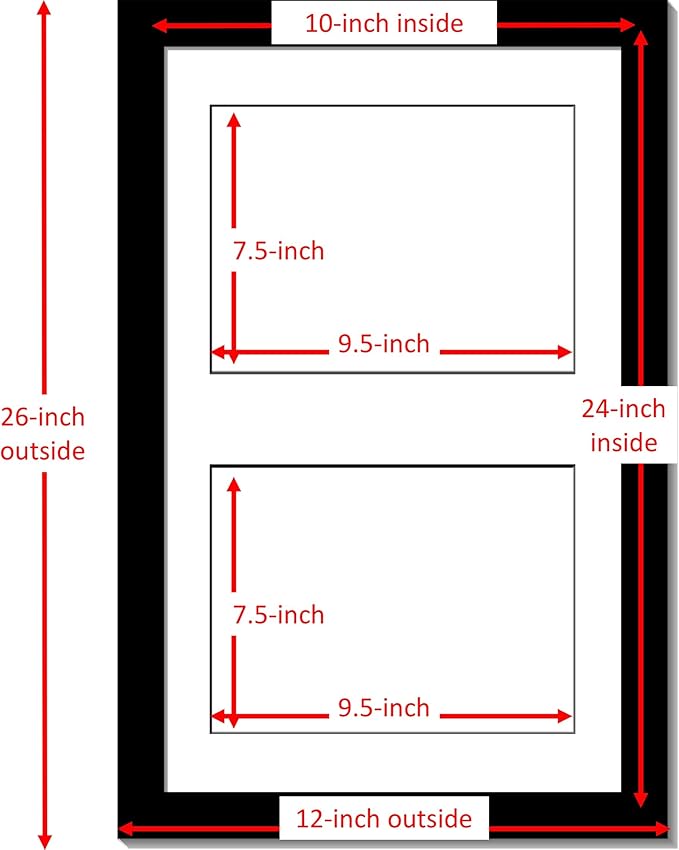 Creative Picture Frames 14X20Bk-W Black Vertical Double Diploma Frame - Image 2