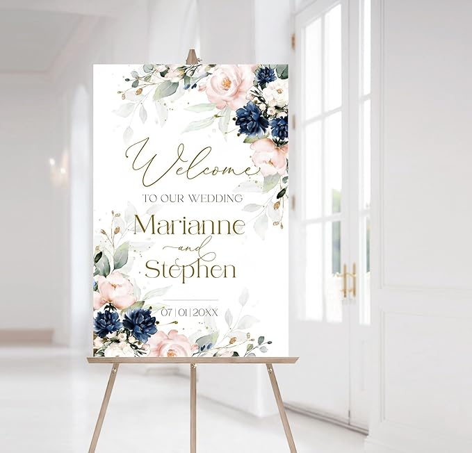 Personalized Wedding Welcome Sign, Flowers Wedding Welcome Sign, Wedding - Image 2