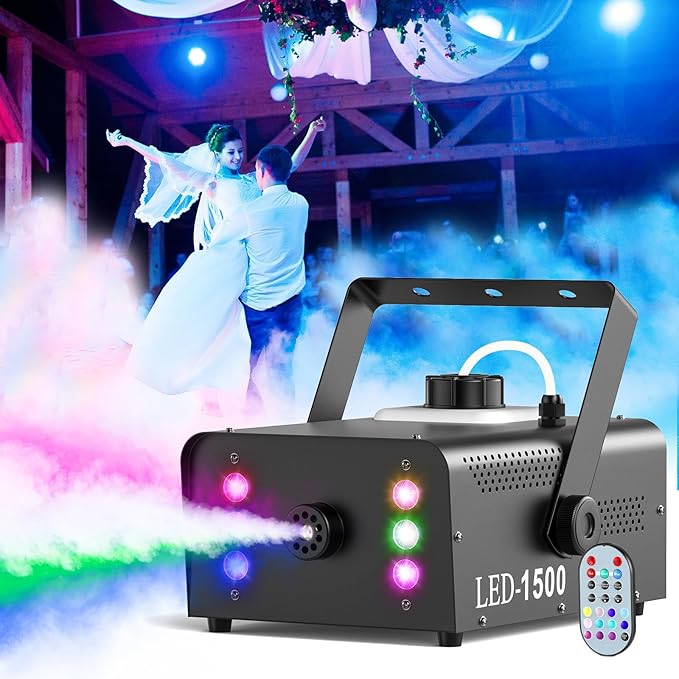 Fog Machine with 6 RGB LED Lights, 1500W Smoke Machine - Image 2