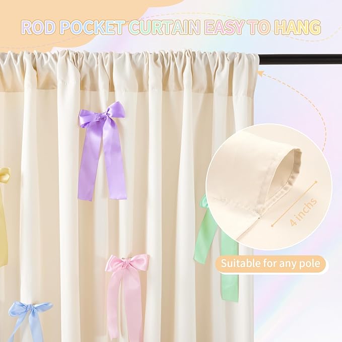 Ivory Backdrop Curtain: 5.8×8ft Backdrop Solid Color Wrinkle Resistant - Image 5
