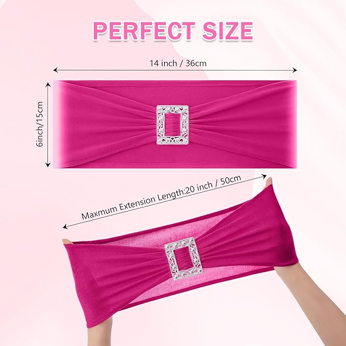 Joccun 120 PCS Spandex Chair Sashes Bows Stretch Chair Cover Band - Image 2