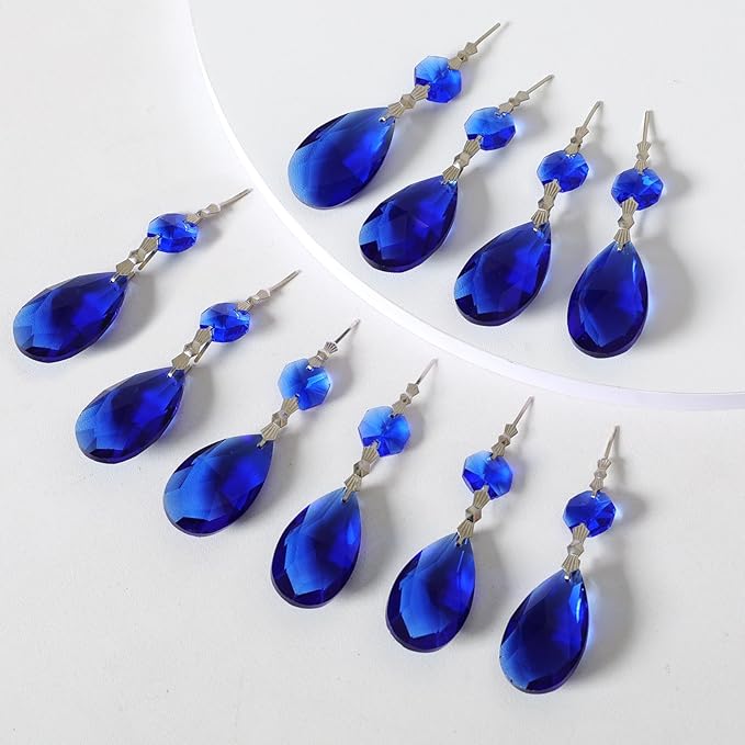 10pcs Crystal Prisms Chandelier Blue Ornament Pendants Rainbow Maker 38mm Drop - Image 3