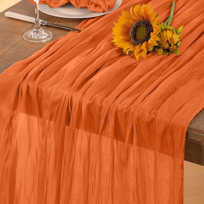 Orange Cheesecloth Table Runner 4 Pack Halloween Orange Table Runners Boho - Image 6
