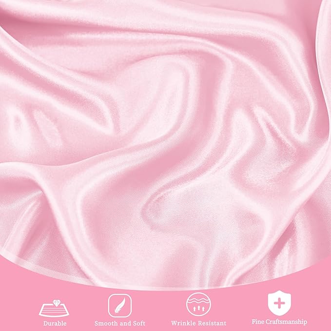 fani 12 Pack 120 Inch Light Pink Satin Tablecloth - Image 3