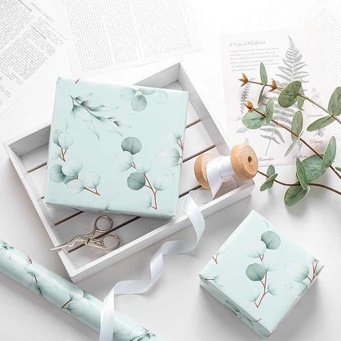 RUSPEPA Eucalyptus Leaves Wrapping Paper Roll - Image 4