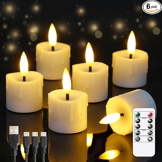 Rechargeable Flameless 1.6" x2.5" Tea Light Candles by Yeelida