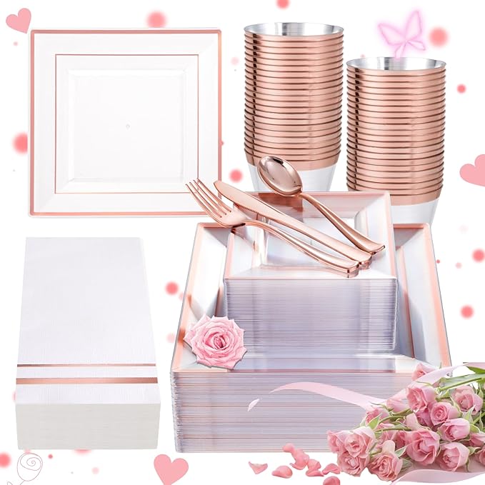 Festiva 350Pcs Rose Gold Plastic Plates by Festiva