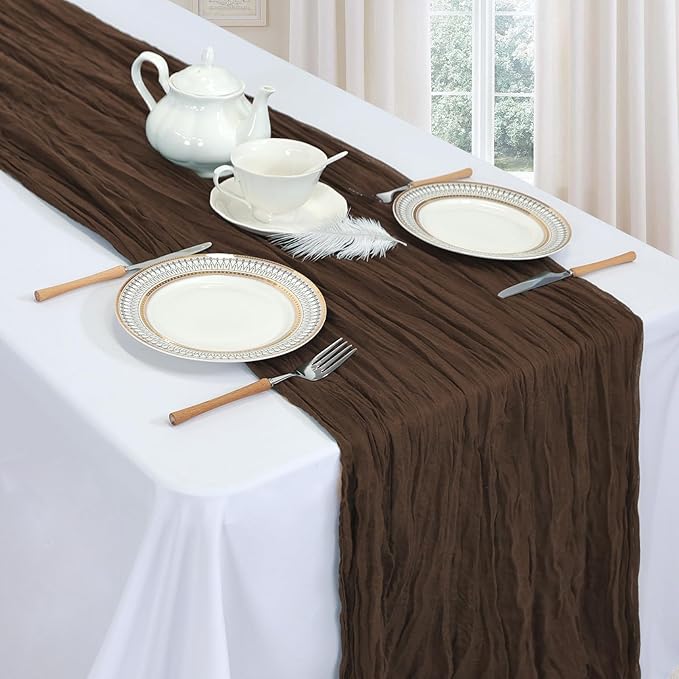 6 Pack Brown Cheesecloth Fall Table Runner 10ft Boho Gauze Fabric Cheese Cloth - Image 3