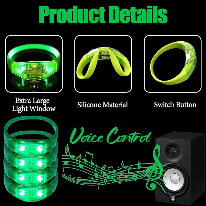 100 Pcs LED Bracelets Sound Activated - Image 3