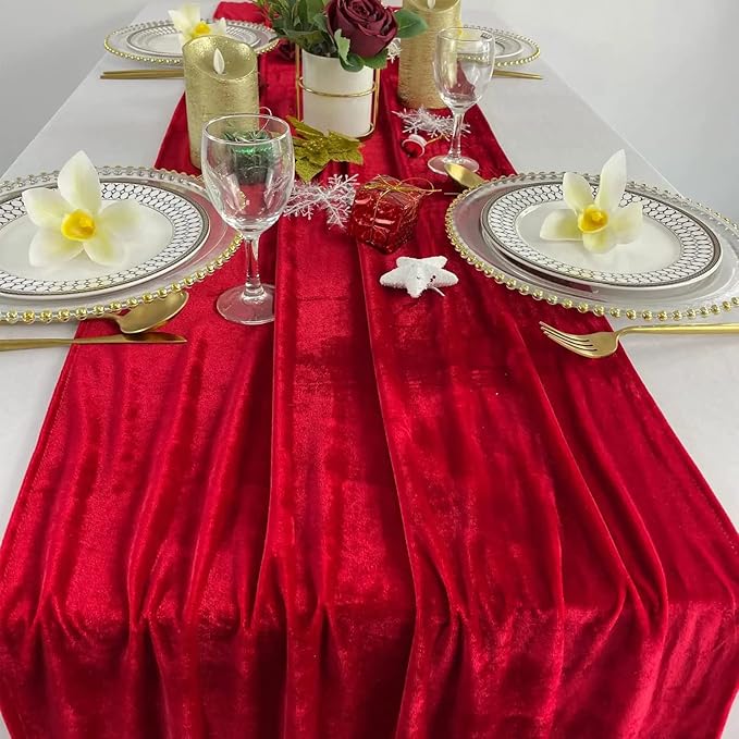 Luxurious Velvet Table Runner, 10ft Wedding Reception Decorations, 20x120inch - Image 4
