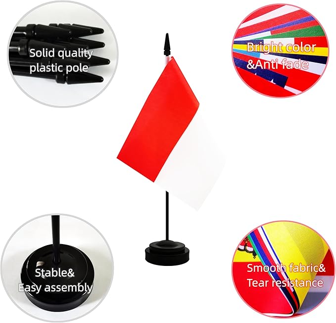 2 Pack Indonesia Desk Flag, Indonesian Table Office Flag - Image 3