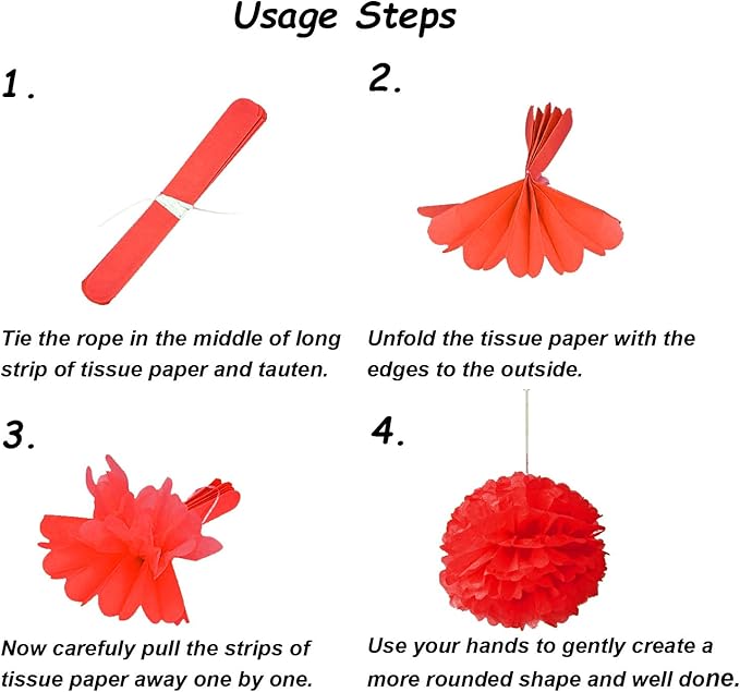 Hanging Paper Fan Set, Tissue Paper Pom Poms Flower Fan and Honeycomb Balls - Image 6