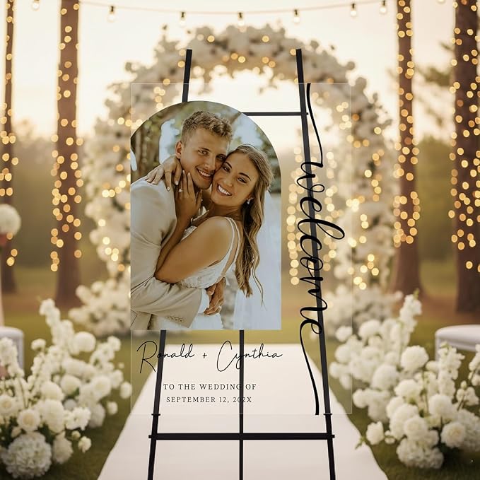 Personalized Wedding Photo Acrylic Welcome Sign – Custom Picture Board by Unknown