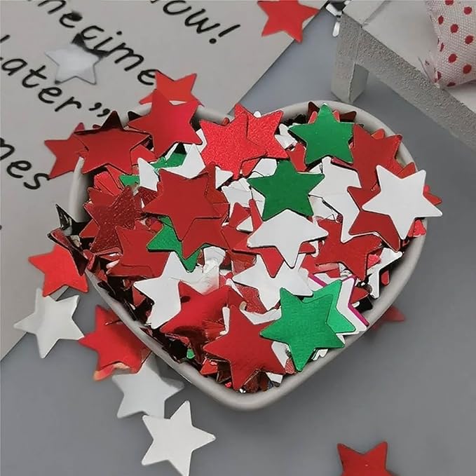 Red White Green Star Confetti 0.78inch/2cm 8000PCS Table Confetti - Image 3