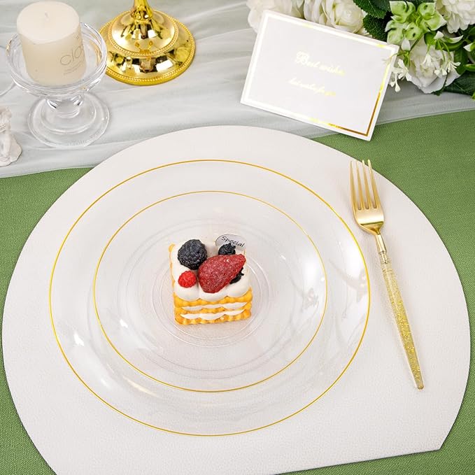 Liacere 150PCS Clear Gold Plastic Plates - Image 5