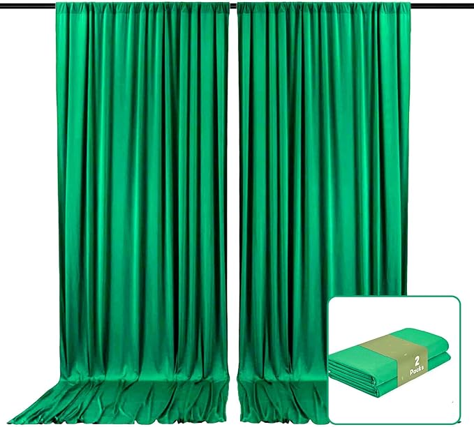 2 Panels Deep Green Backdrop Curtain, 10 x 7 Feet Background Curtains by Zankubom