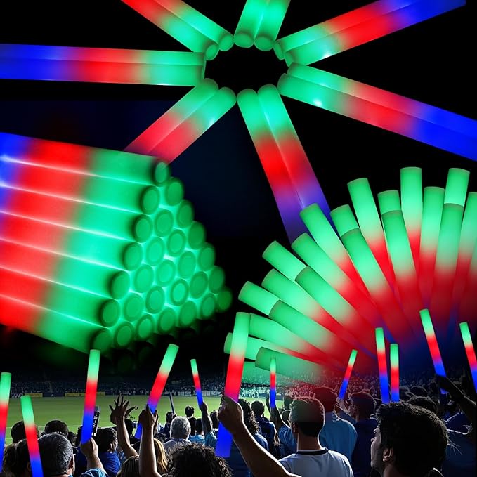 AOWDIAO 45 Pcs 16″ Foam LED Glow Sticks, 3 Light Up Modes, Party Favors by AOWDIAO