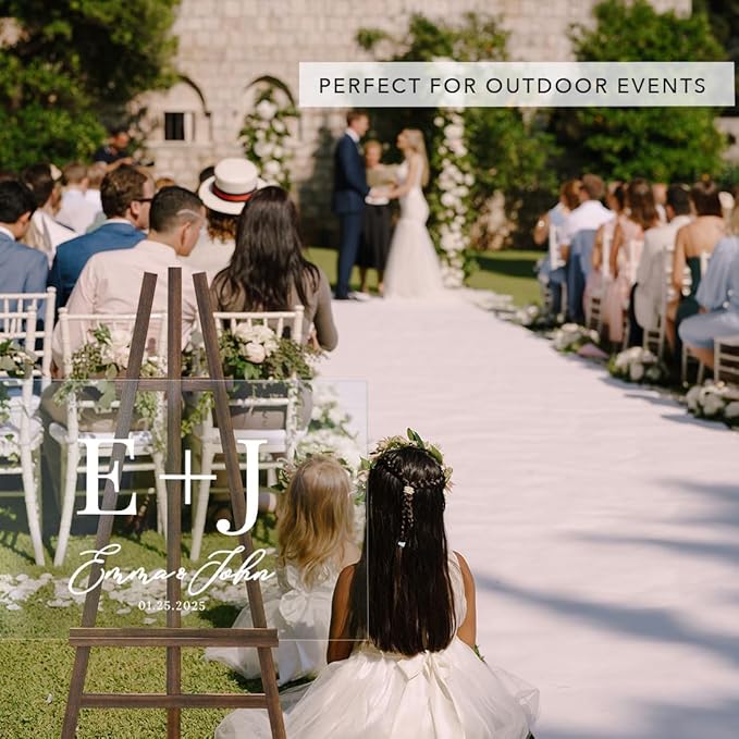 Andaz Press Custom Large Wedding Acrylic Sign, 16 x 24 Inches, Minimal Monograms - Image 6