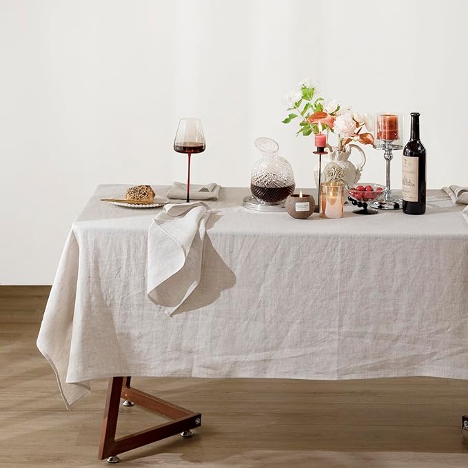 Talasily Linen Tablecloth 100% Pure Linen Table Cloth 60x132 Inches Rectangle by Talasily