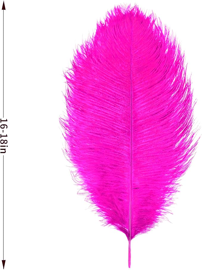 Fuchsia Large Ostrich Feathers Bulk- 16-18 inches 10pcs - Image 3