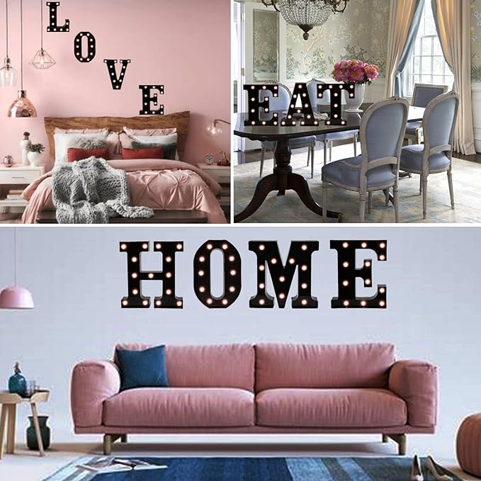 OYCBUZO Light Up Black Alphabet Marquee Letters Sign LED Marquee Number Lights - Image 2