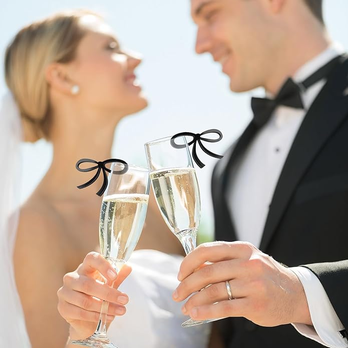 60 Pcs Acrylic Bowknot Wine Glass Charms, Birthday & Engagement Parties - Image 3