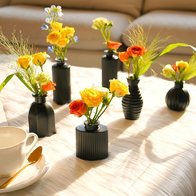 Black Vase, Bud Vases Set of 12, Small Glass Vase - Image 4