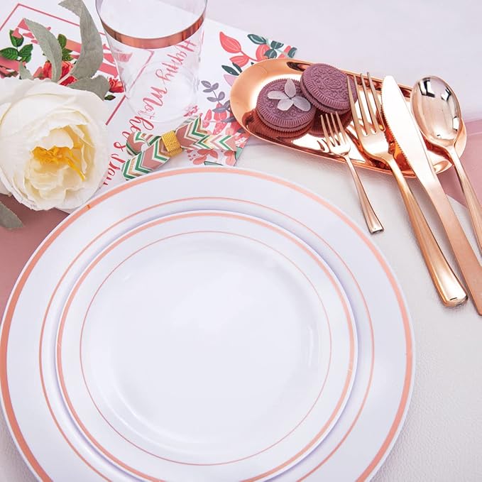 WDF160 Piece Rose Gold Disposable Cutlery Set - Image 8