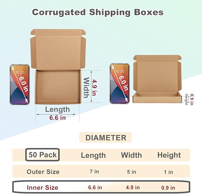 MEBRUDY 7x5x1 Inches Shipping Boxes Pack of 50, Small Corrugated Cardboard Box - Image 2