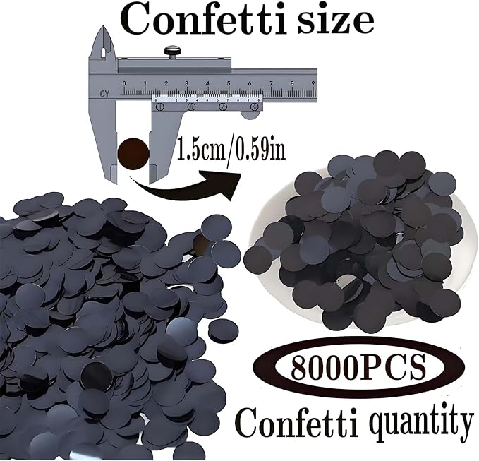 Black Round Foil Confetti Beautiful Metallic Table Confetti Glitter - Image 2