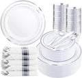 350Piece Silver Plastic Dinnerware Set by WDF