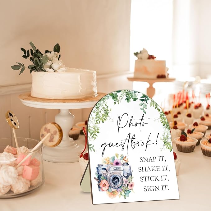 Wedding Photo Theme Desk Decor, Eucalyptus Leaf Decor Party Welcome Sign - Image 3