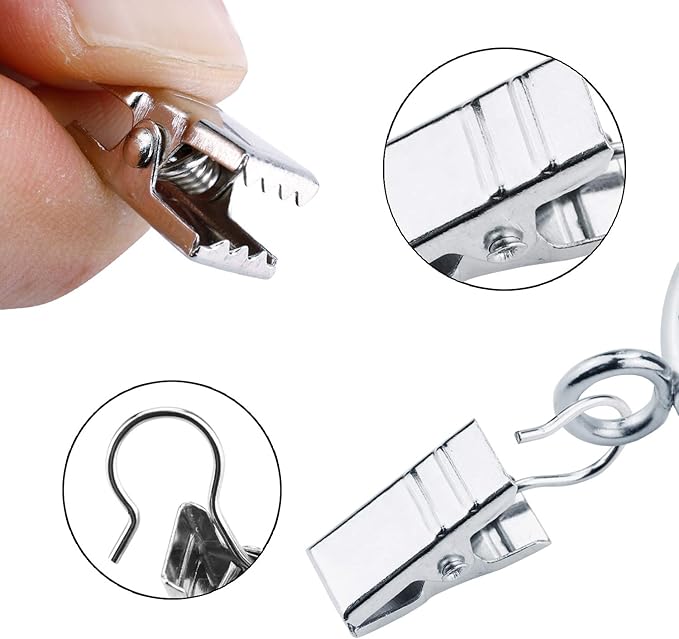 JANYUN 120 Pack Heavy-Duty Hook Clip Set Metal Curtain Clips - Image 3