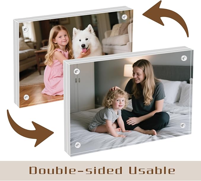 4×6 Acrylic Photo Frames 3 Pack, 10mm+10mm Thick Magnetic Double Sided - Image 3