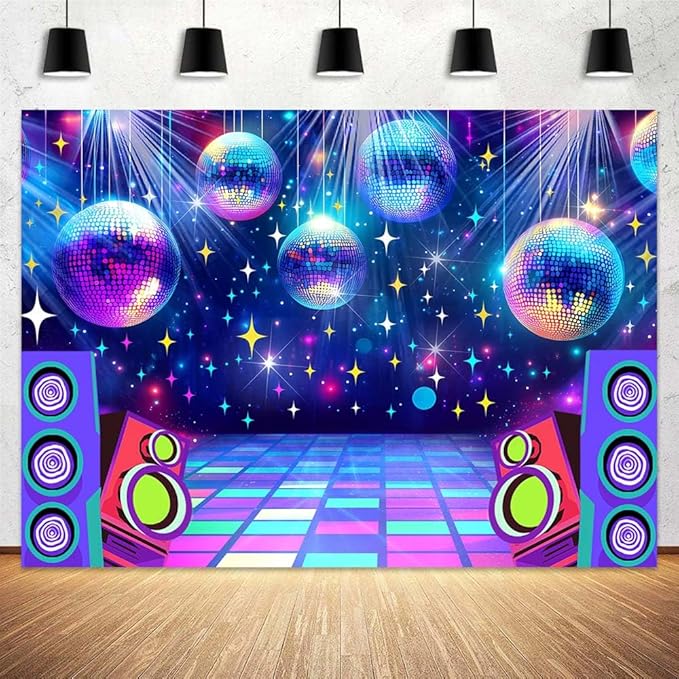 Dance Party Backdrop Retro 70s 80s 90s Theme Glitter Stage Dance Ball - Image 2